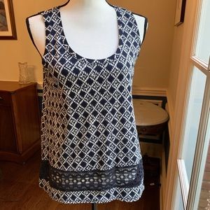 LOFT Navy Print Tank Top